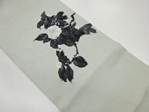 作家物　金彩手描き草花模様名古屋帯